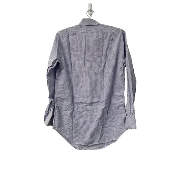 Sid Mashburn Mens Blue Grid Pattern Long Sleeve Button Shirt Size 34 - Picture 3 of 8